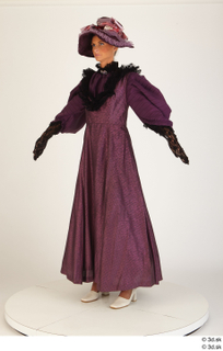  Photos Woman in Historical Dress 3 19th century Purple dress a poses historical clothing whole body 0002.jpg